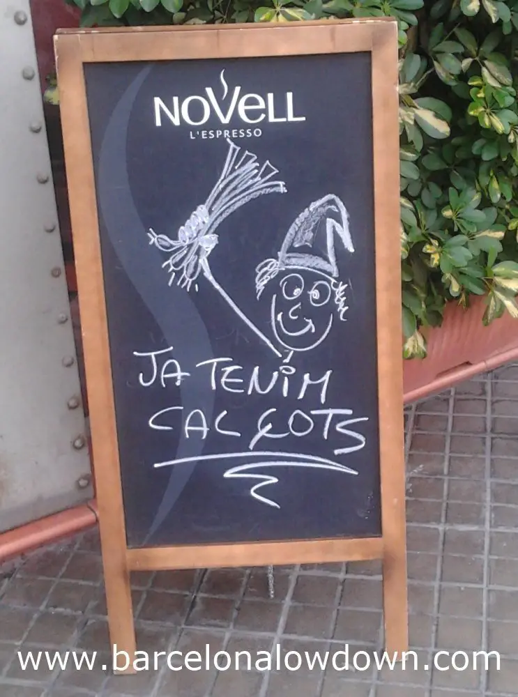 Sign Outside a Restaurant in Barcelona - "We Have Calçots"