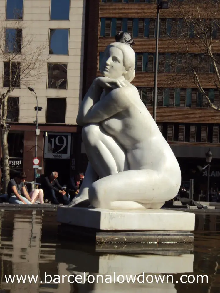 The Goddess - statue by Josep Clarà in Plaza de Cataluña Barcelona Spain