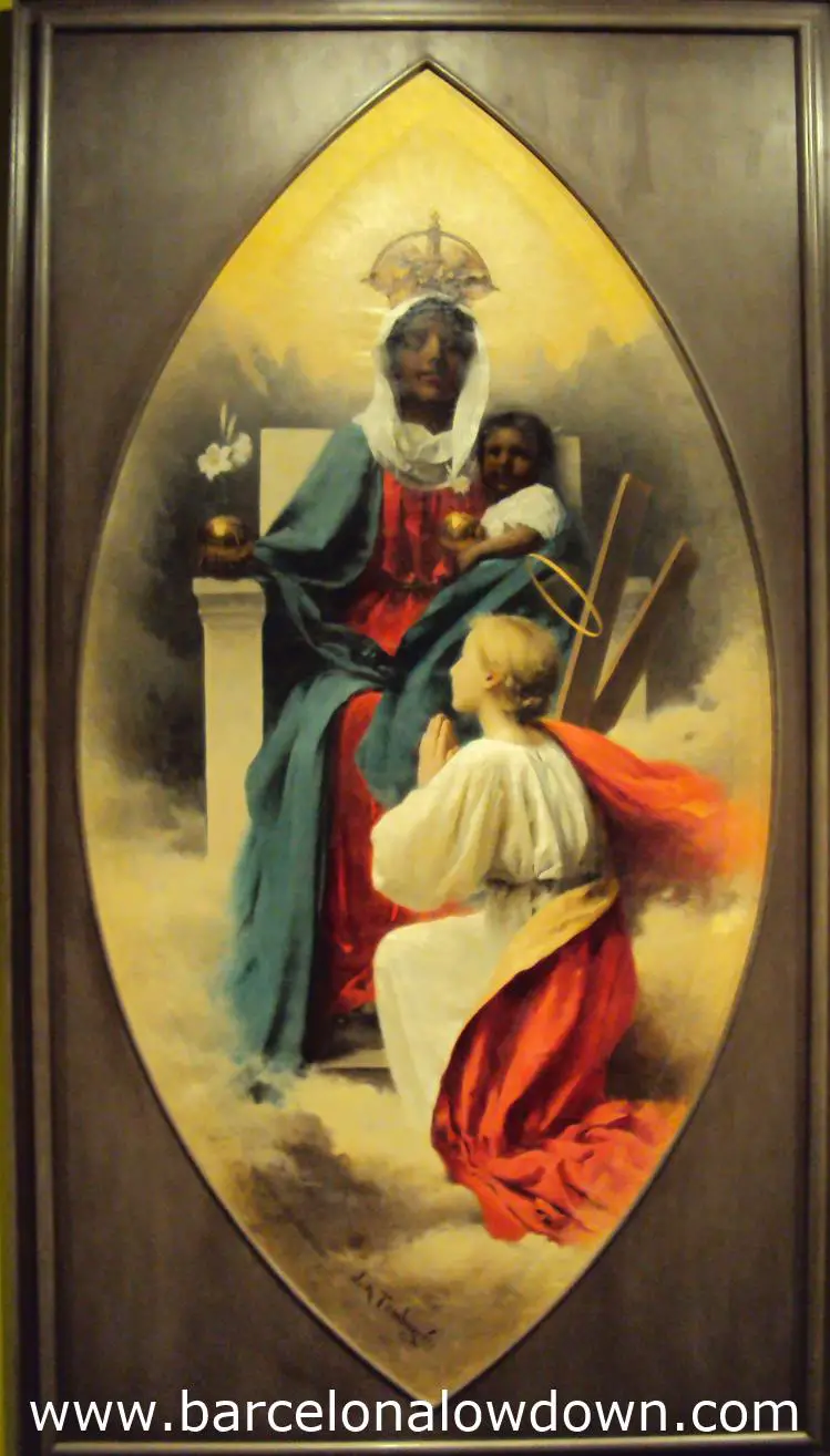 Painting of the Virgin of Montserrat and Santa Eulalia in the Monestir de Pedralbes