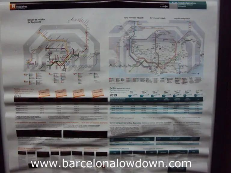 Two maps of Barcelona’s public transport zones.