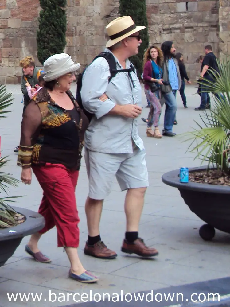 Tourists near Barcelona Cathedral May 2013