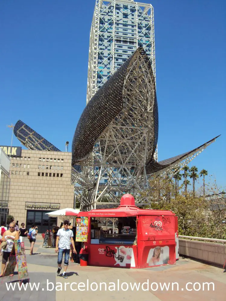 Barcelona's fish sculpture seeen from the seafront