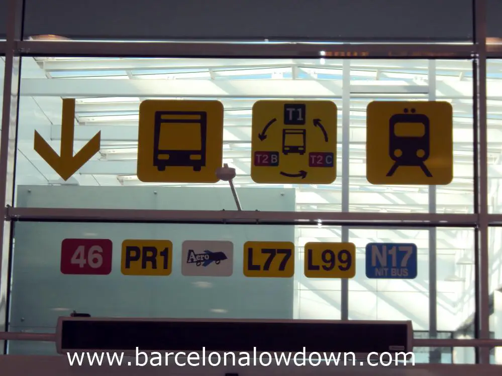Colourful signs at Barcelona Airport