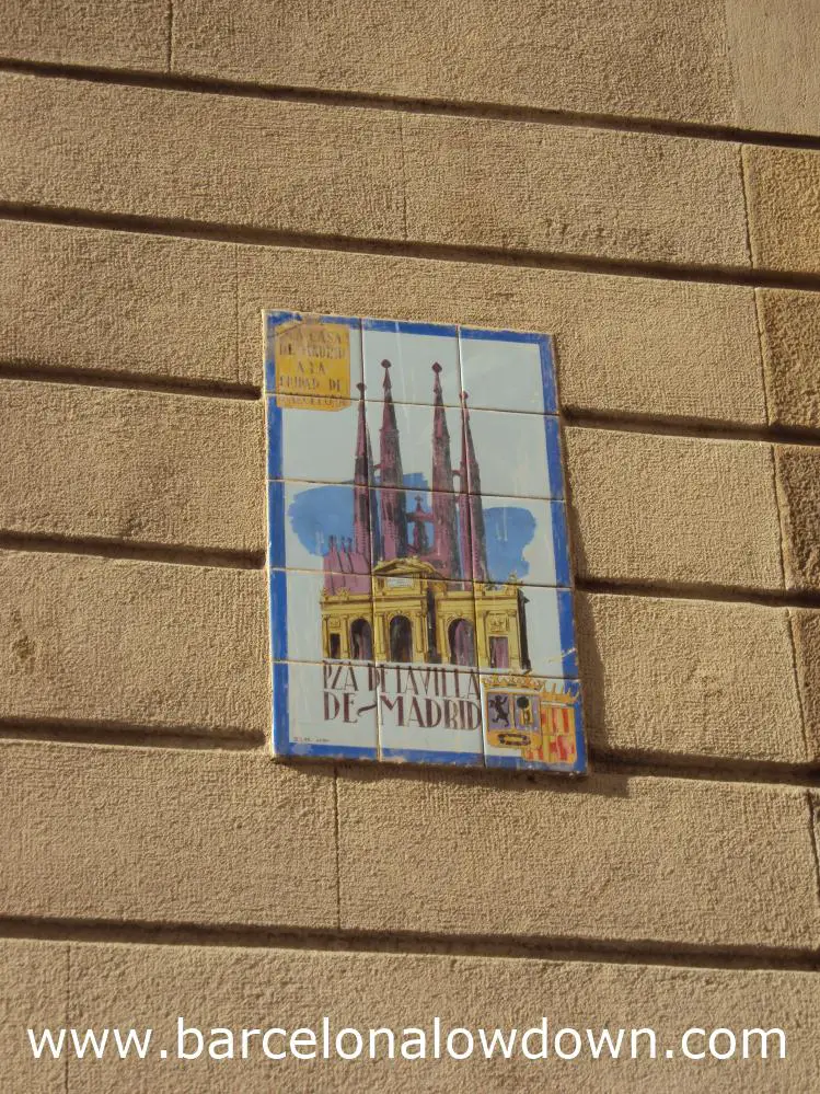 A street sign made of ceramic tiles