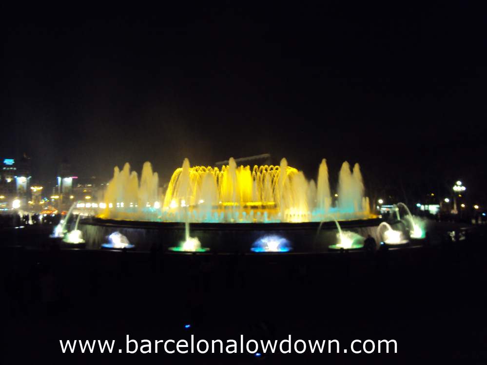 View of the Magic Fountain from the steps in front of the MNAC museum, Montjuic