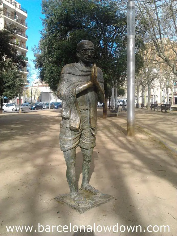 Bronze Gandhi statue in Barcelona