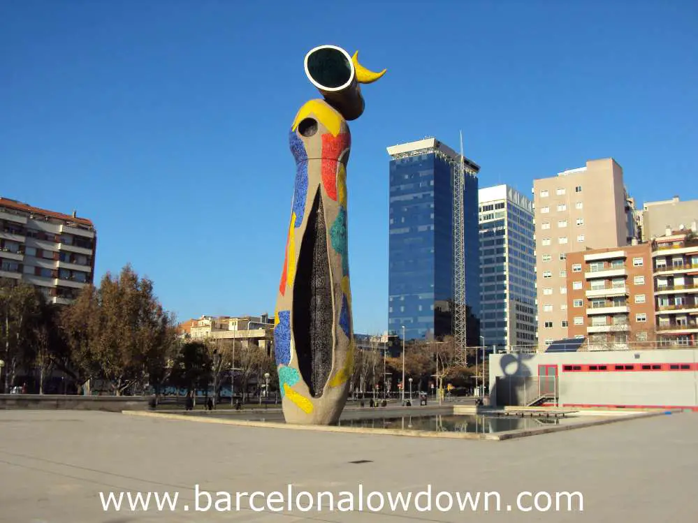 The 22m high Woman and Bird statue by Joan Miró, Barcelona, Catalonia