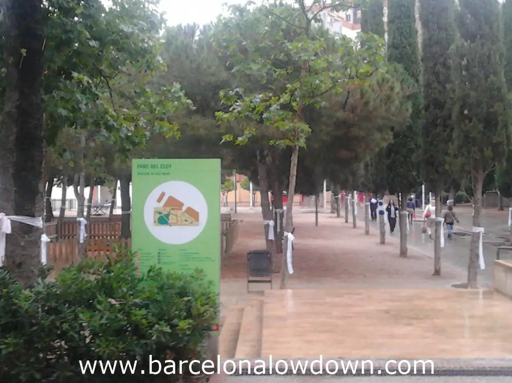 All the trees in one of Barcelona's parks have large cotton bows tied to them