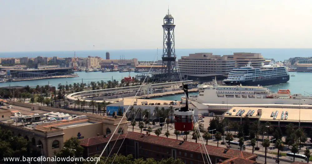 View of the Barcelona Port Cable Car from Montjuïc