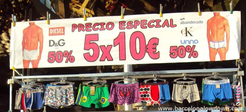 Signas and underware for sail at the Mercat de Bellcaire, Barcelona