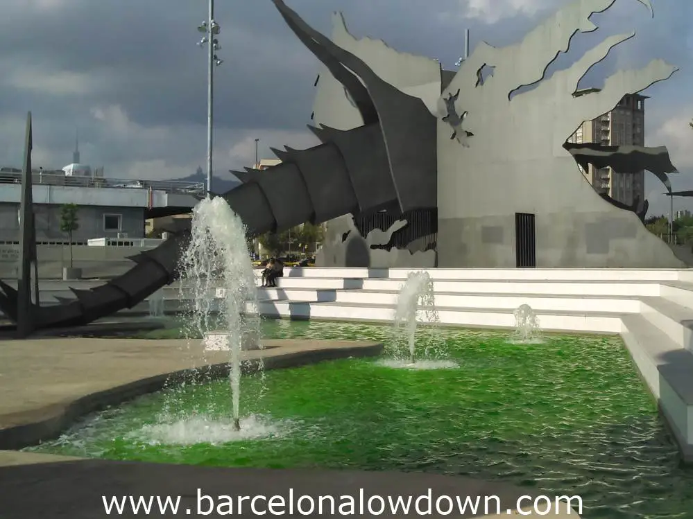 Giant 32m statue of the dragon of St George in Barcelona