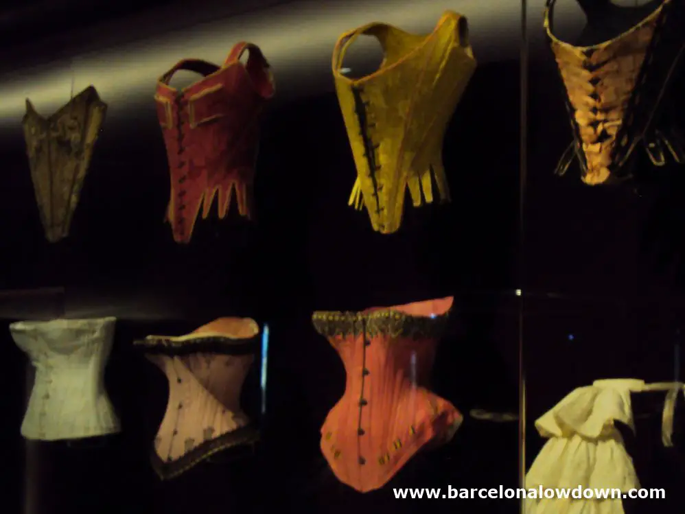 A collection of bodices on display at the Barcelona design museum