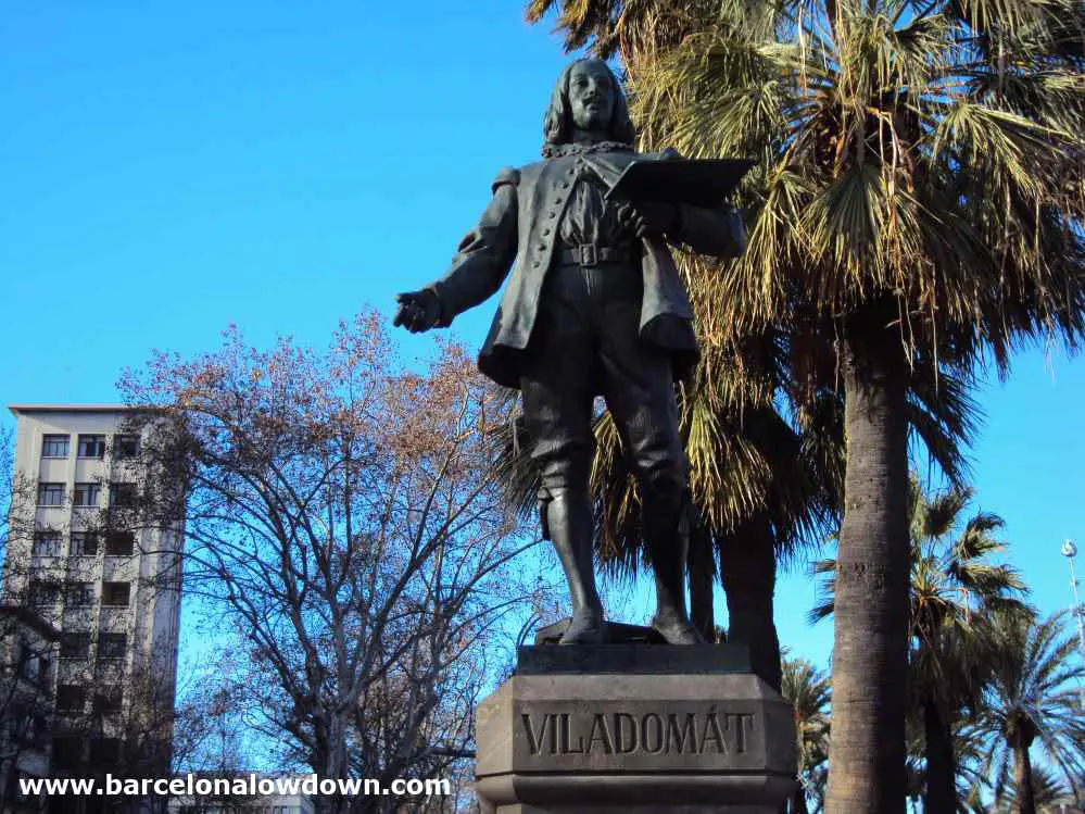 Bronze statue of the famous artist Antoni Viladomat located on the Passeig de Lluís Companys avenue in central Barcelona