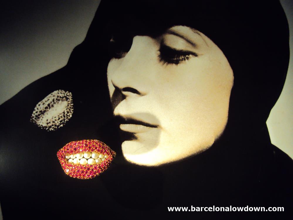 A mouth brooche made of pearls and rubies in the Salvador Dalí Theatre museum Figueres Spain, first stop on the Dali Triangle