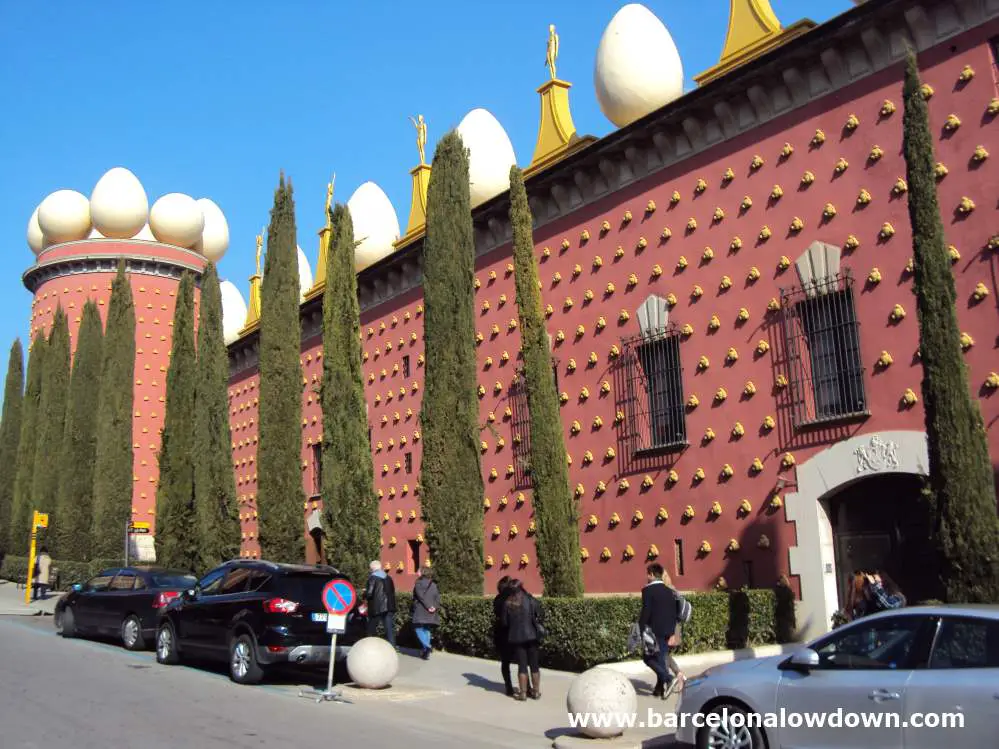 Red walls of the Salvador Dali Museum in Figueres Catalonia, near the Costa Brava