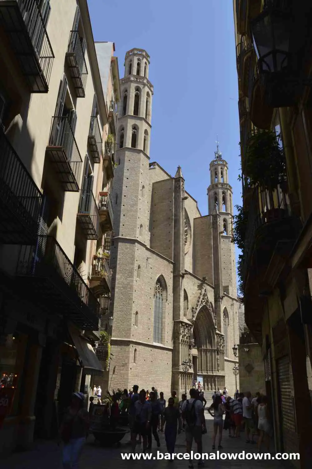 The main entrance to the Cathedral of the sea Barcelona