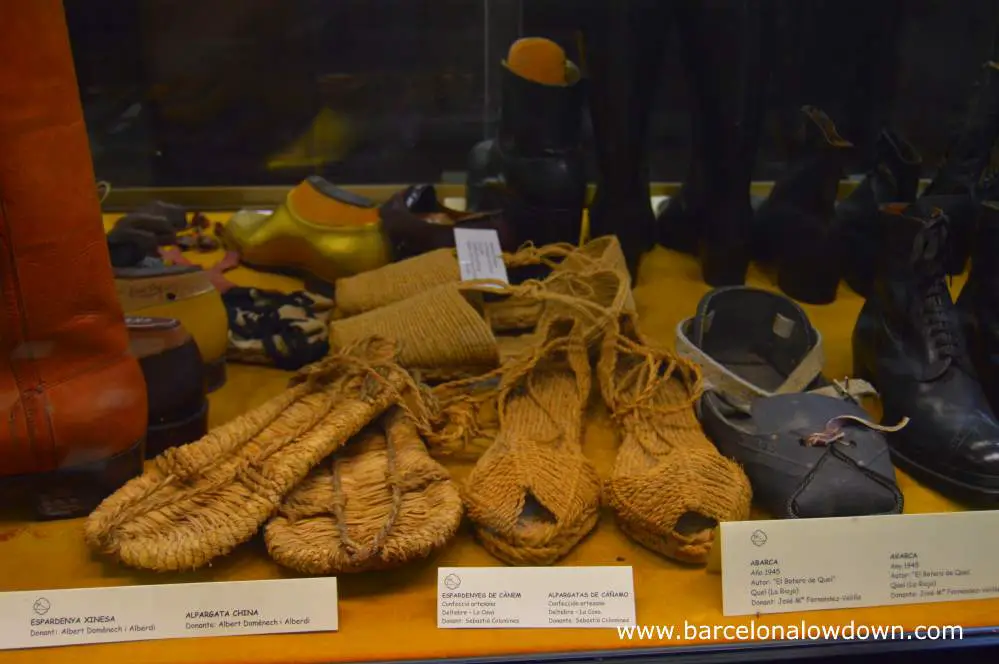 A collection of old shoes in the Barcelona Shoe Museum
