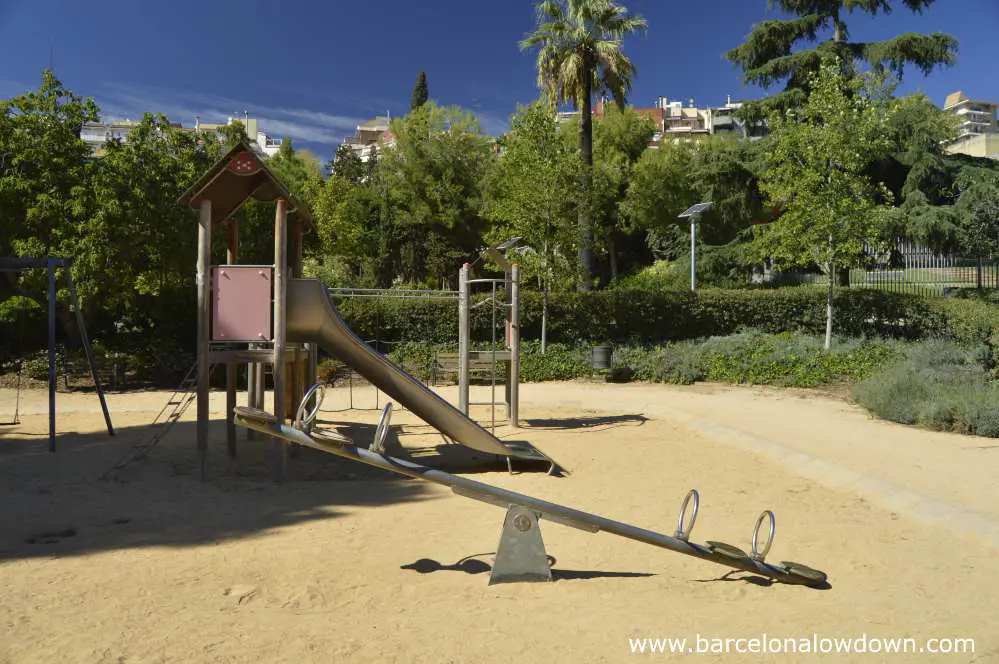 One of the children's play areas in Parc de les Aigües, Barcelona