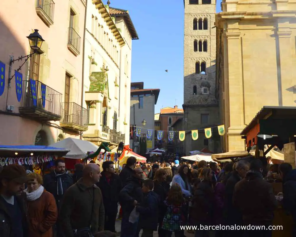 Crowds of people at Vic Medieval Fayre near Barcelona