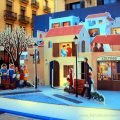 The original story book style nativity scene includes mother and child and carol singers