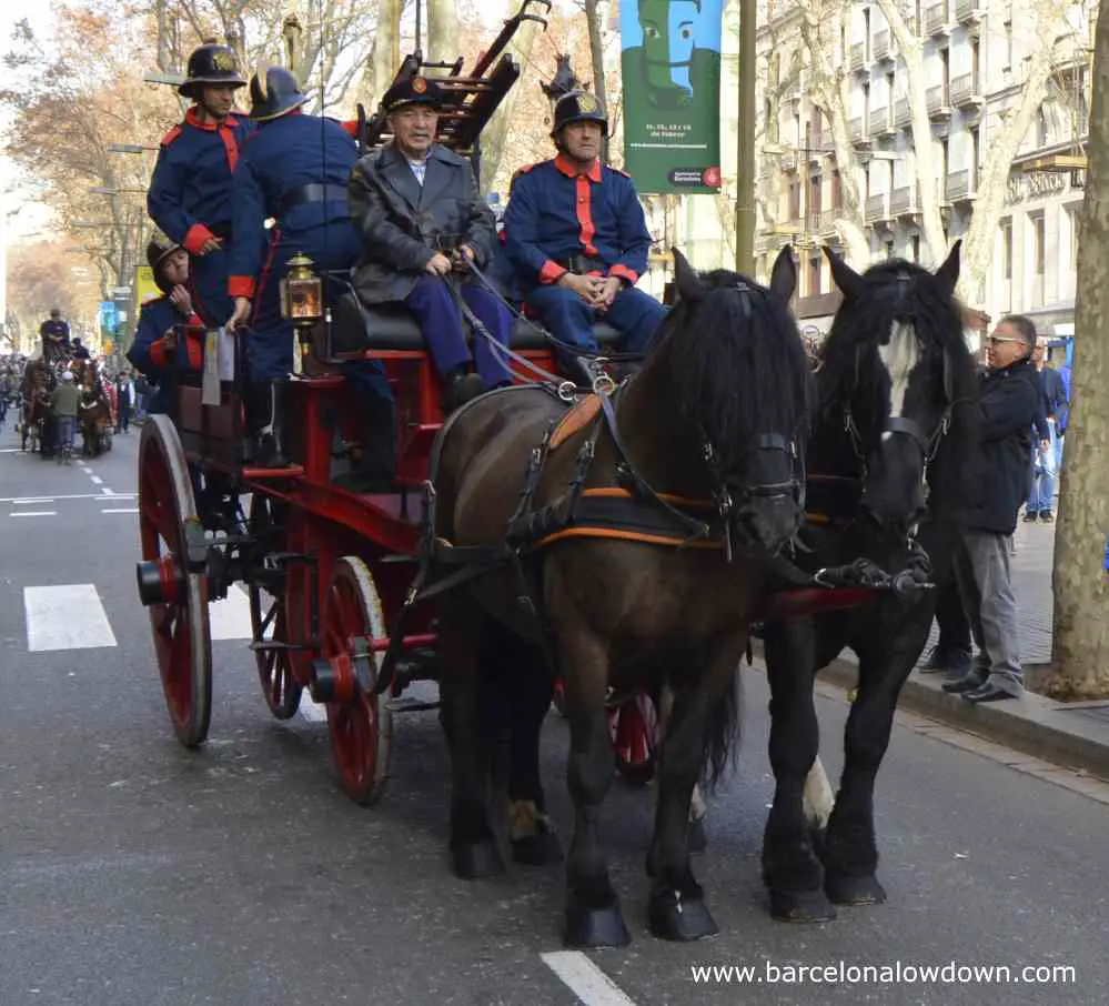 Antique fire engine Barcelona's St Anthony's day parade