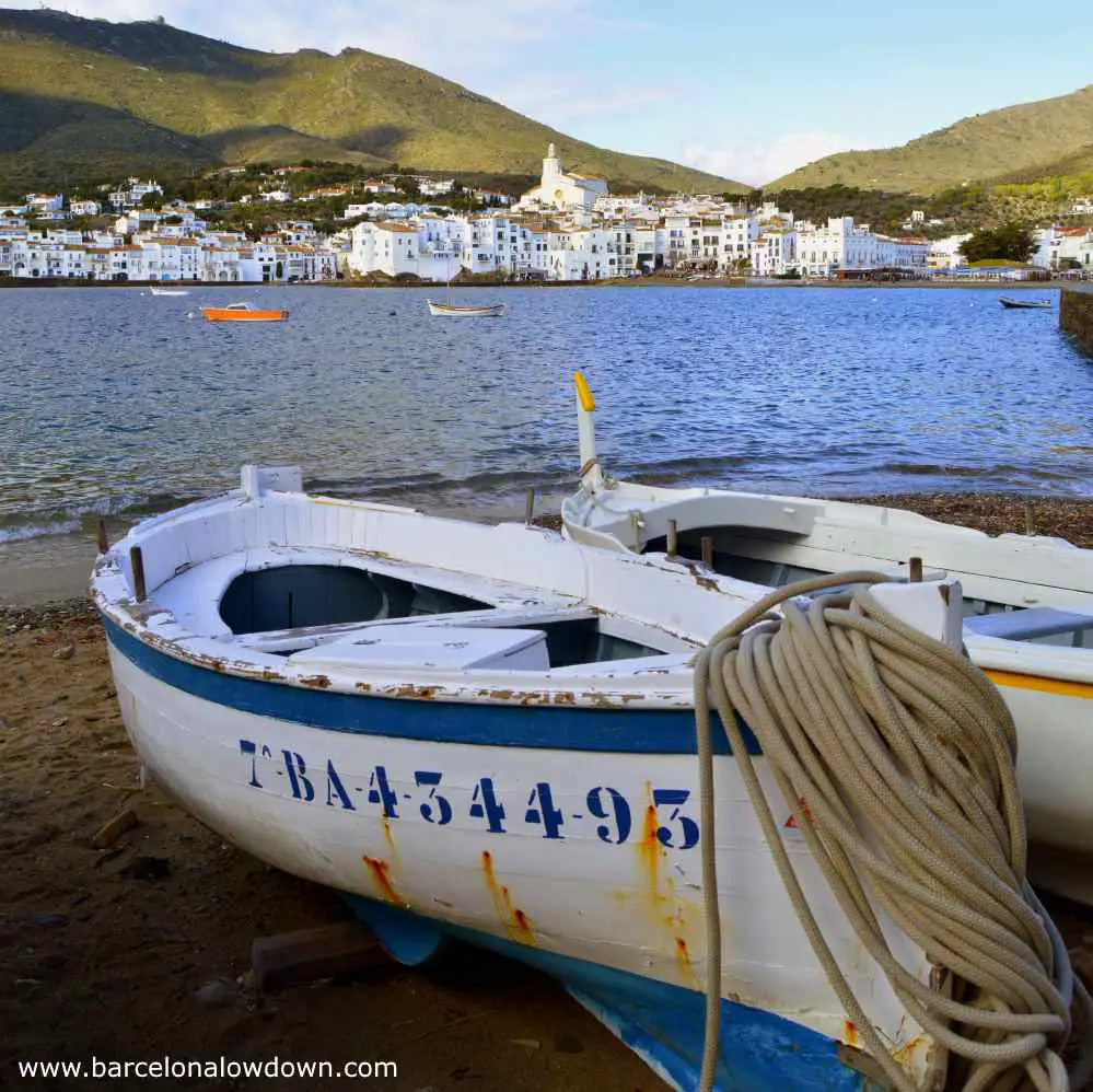 Fishing boats on the beach at Cadaqués Costa Brava Spain