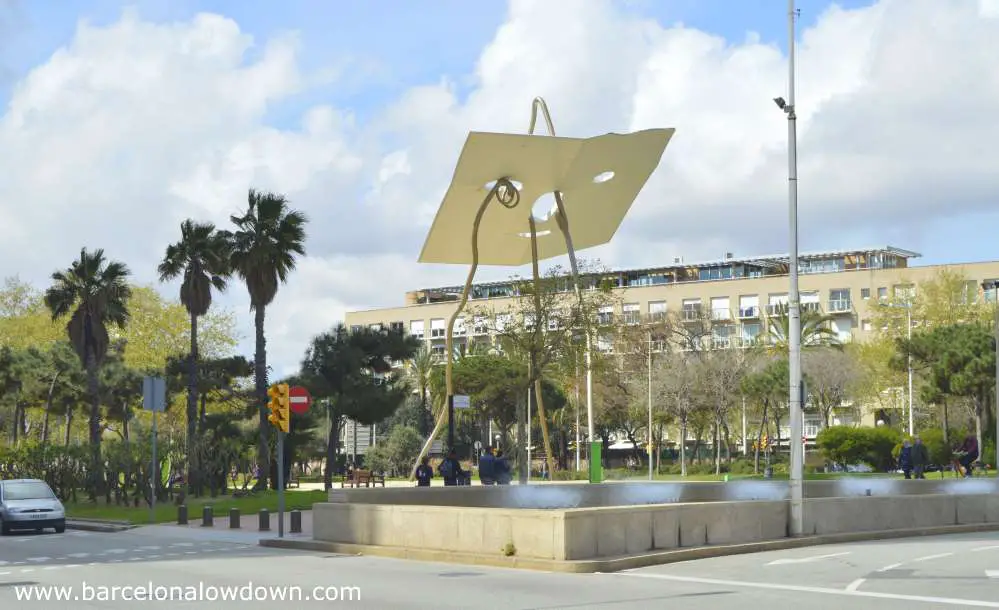 Giant stainless steel statue of David and Goliath near Barcelona seafront