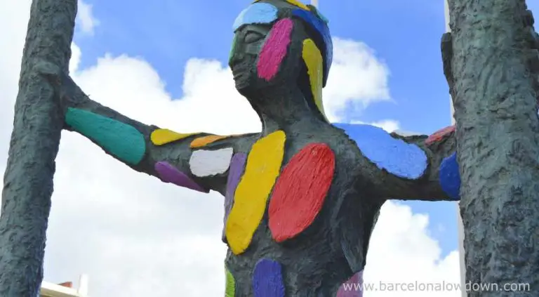 Brightly coloured bronze statue of Marc in Barcelona's Olympic village