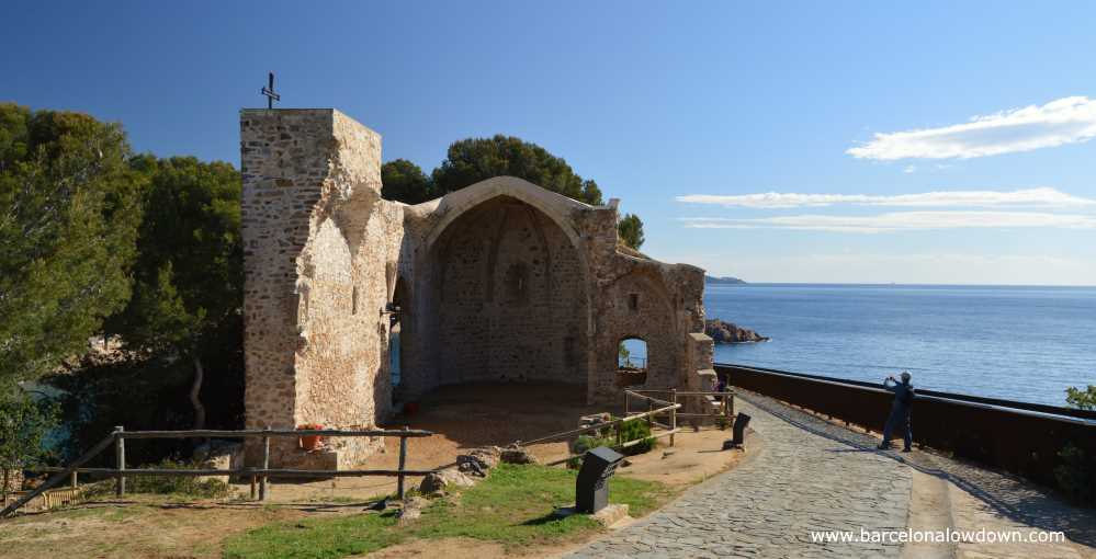 The ruins of the Gothic church of St. Vincent in the medieval walled town of Tossa de Mar