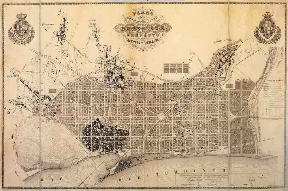 Ildefons Cerdà i Sunyer's original plan for the expansion of Barcelona