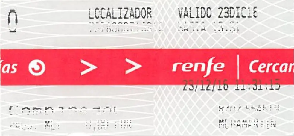 example of a free train ticket in Madrid Spain