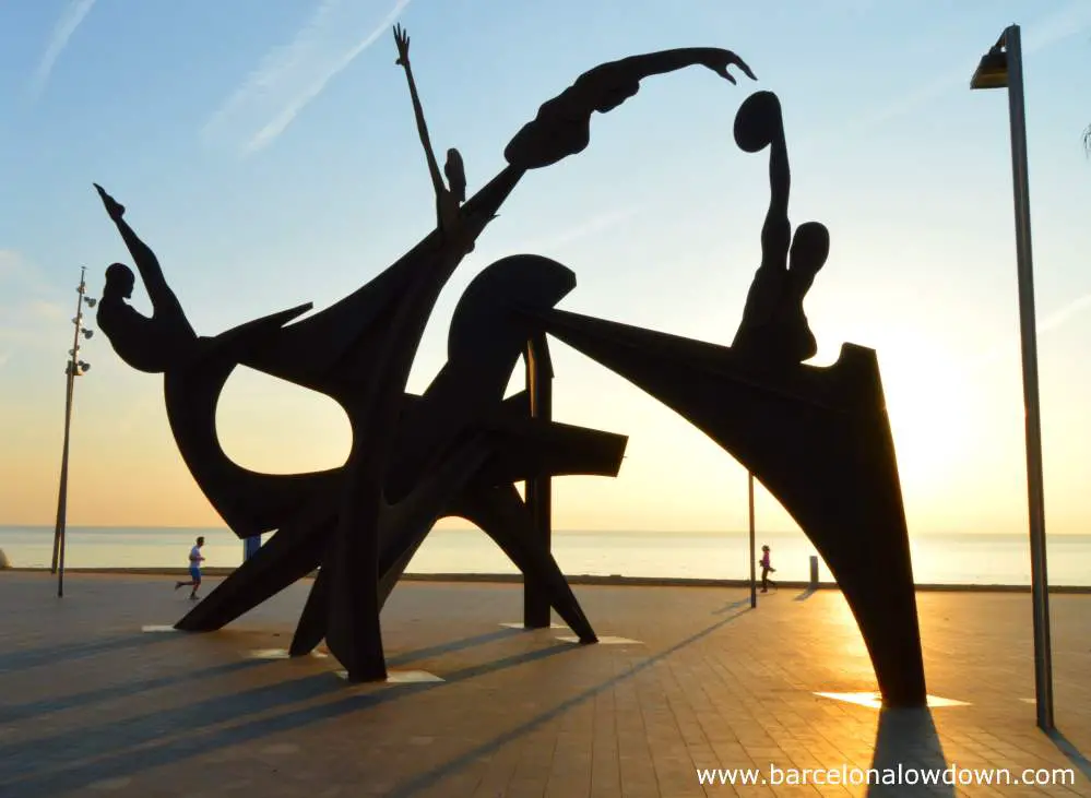 Sunrise on the Barceloneta beach Barcelona Spain