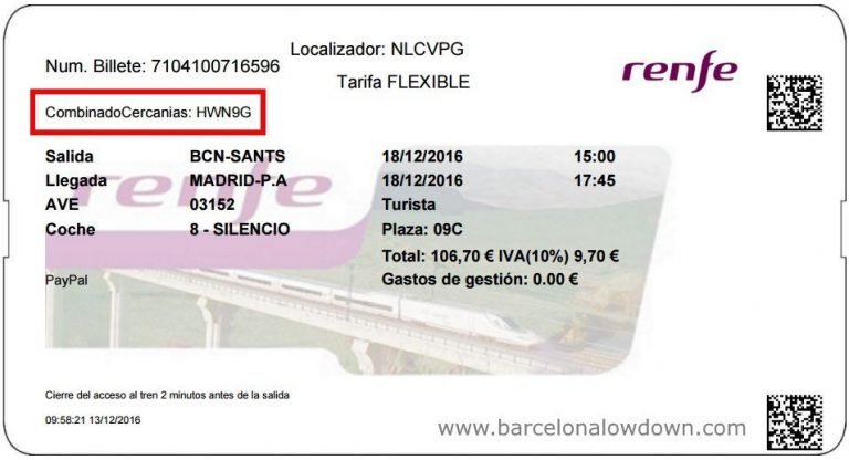 Combinado Cercanias - AVE train ticket with free transfers