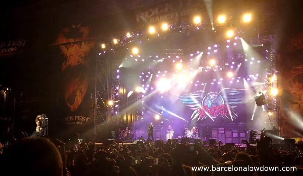Rock legends Aerosmith performing live at Rock fest Barcelona 2017