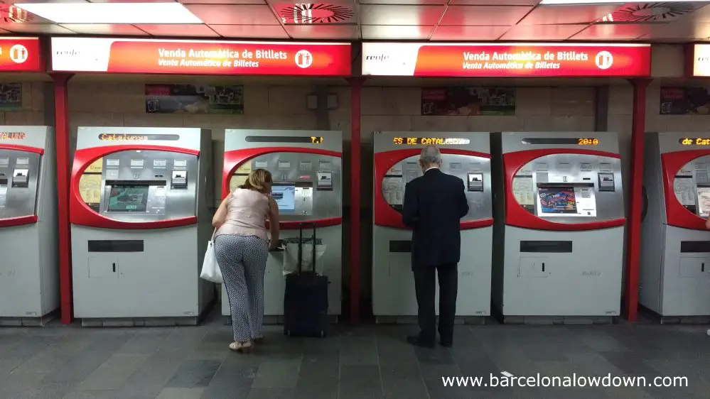ticket machines at a Barcelona train station