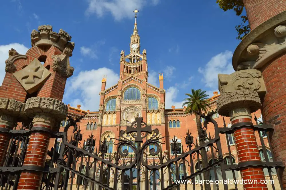 Iron gates in front of the main entrance to the Hospital de Sant Pau art nouveau site, Barcelona