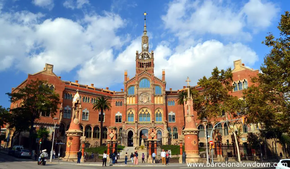 The main entrance to the old Hospital de Sant Pau Art Nouveau Site in Barcelona.