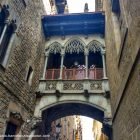 The Pont del Bisbe bridge in Barcelona's Gothic Quarter is a Gothic styles stone bridge which is sometimes compared to the bridge of sighs in Venice.