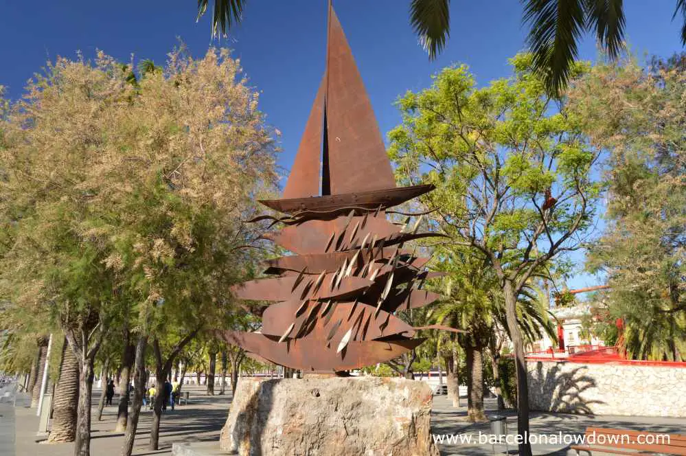 Monument dedicated to the sportsmen of the sea by the royal yacht capitains association, located in Barcelona's Port Vell Marina