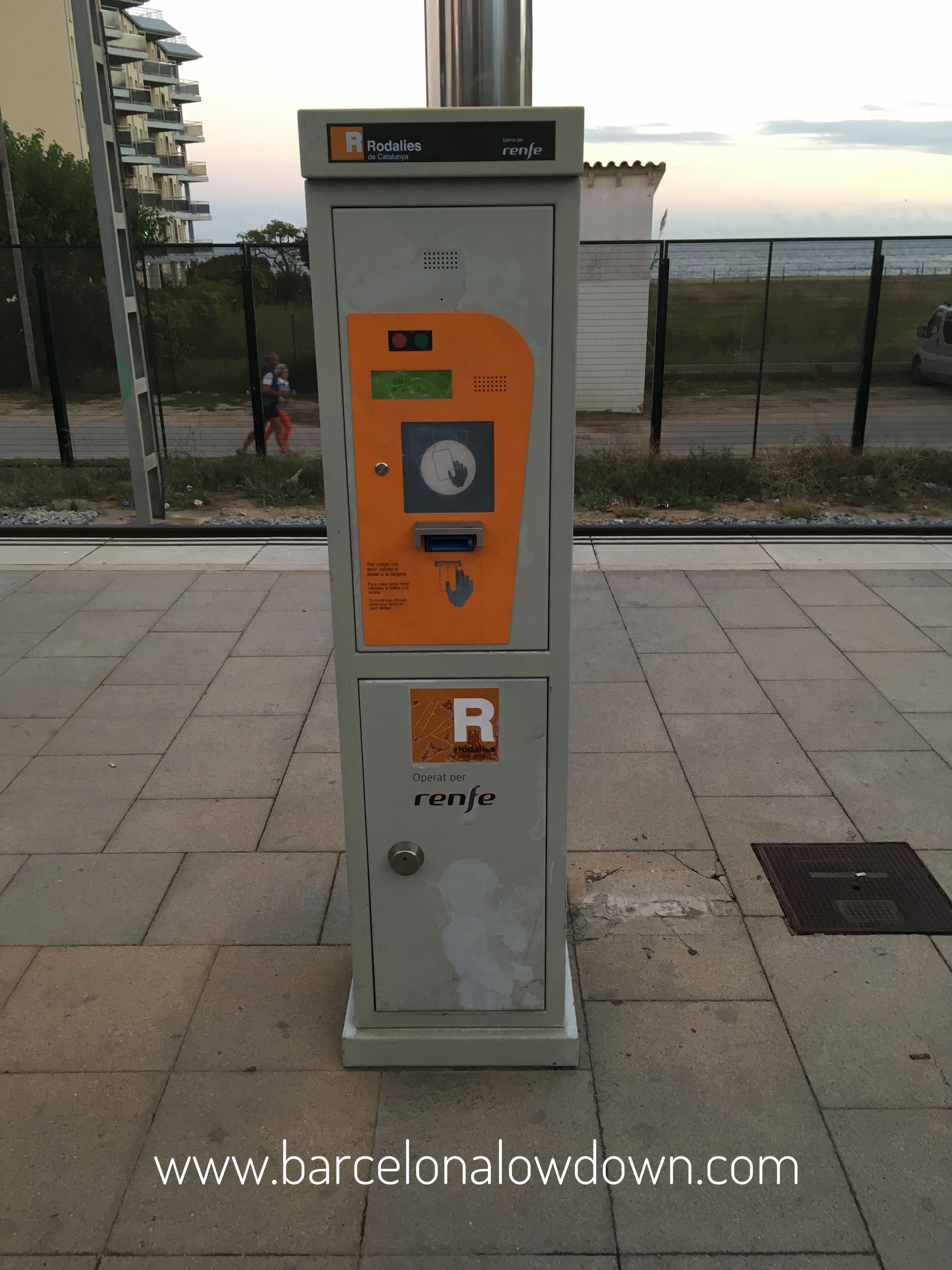 Ticket validating machine at Santa Susanna train station, near Barcelona