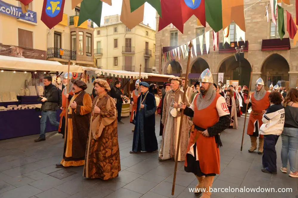 Manresa Town Hall during the anual medieval fayre la Fira de l'Aixada