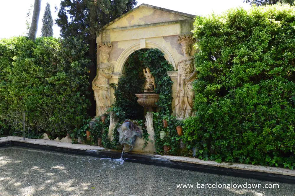 Dali's surreal folly, a Roman style fountain decorated with ceramic portraits of German composer Richard Wagner