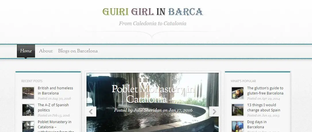 Homepage of Guiri Girl in Barcelona - one of my favourite ex pats blogs