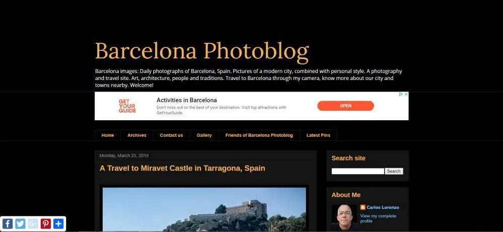 The Barcelona photo blog screen grab