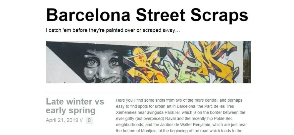 Screenshot of the Barcelona Street Scraps blog - one of my favourite Barcelona blogs