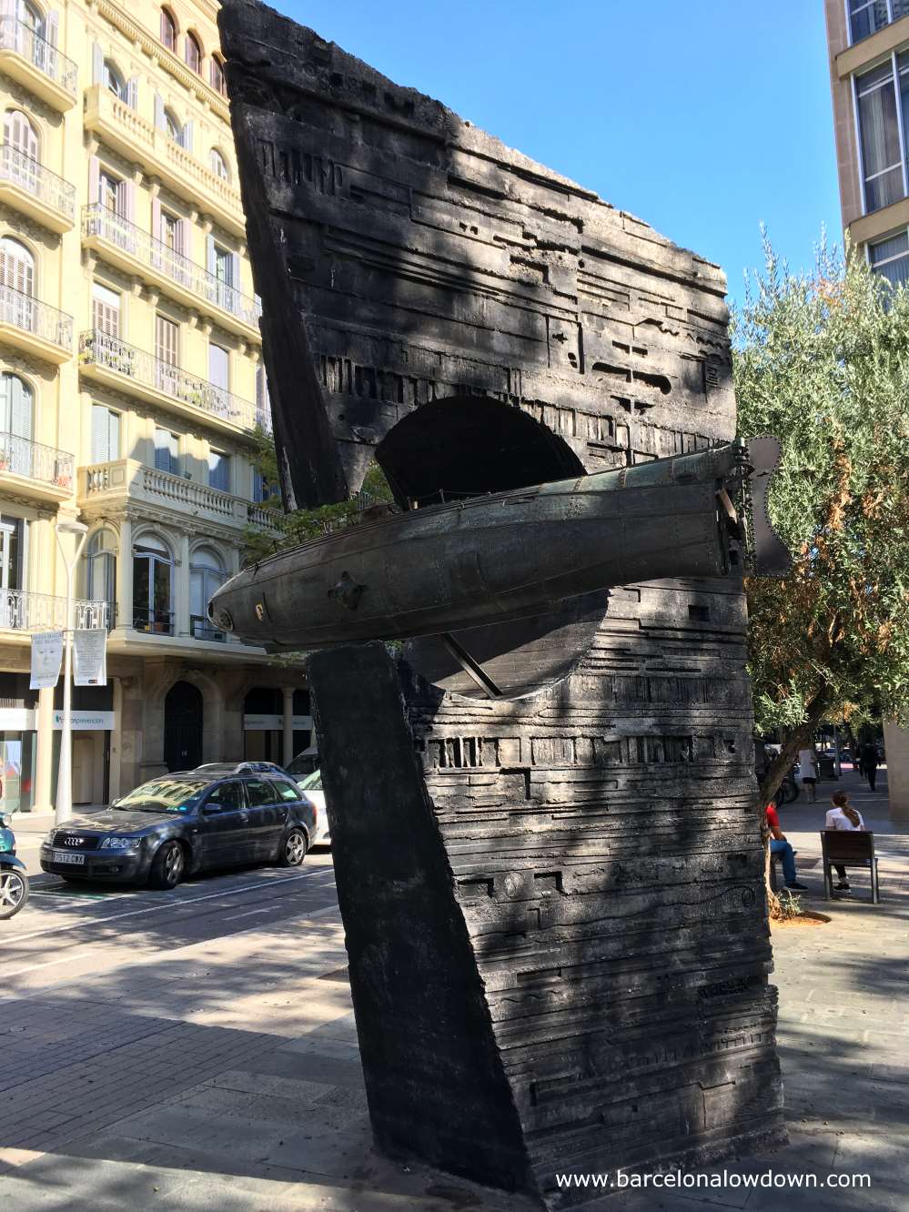 Concrete and Bronze monument to Narcís Monturiol by Josep Maria Subirachs