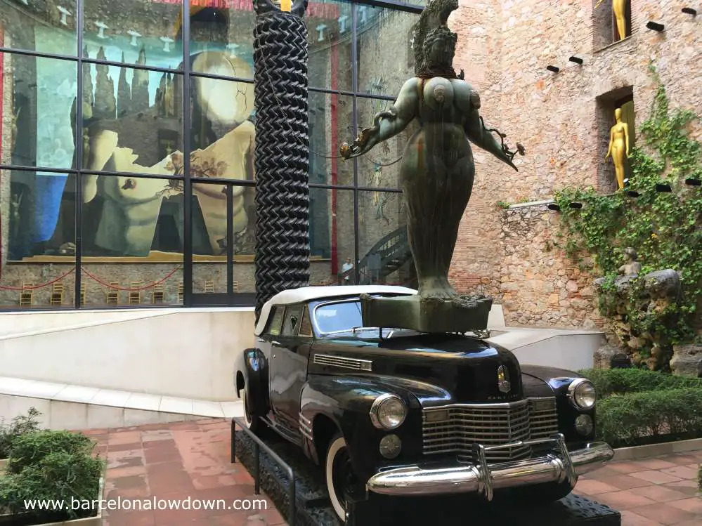 Black 1940s Cadillac convertible car which was owned by Salvador Dalí and is now a work of art in his museum, Figueres Spain