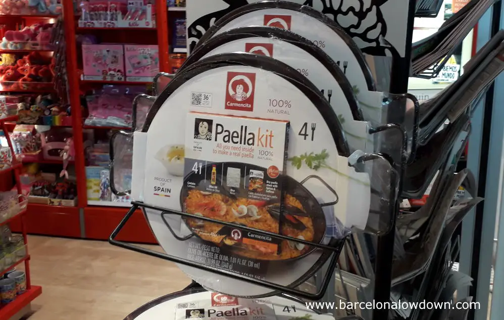 Souvenir paella kit complete with flavoring and rice at Barcelona airport