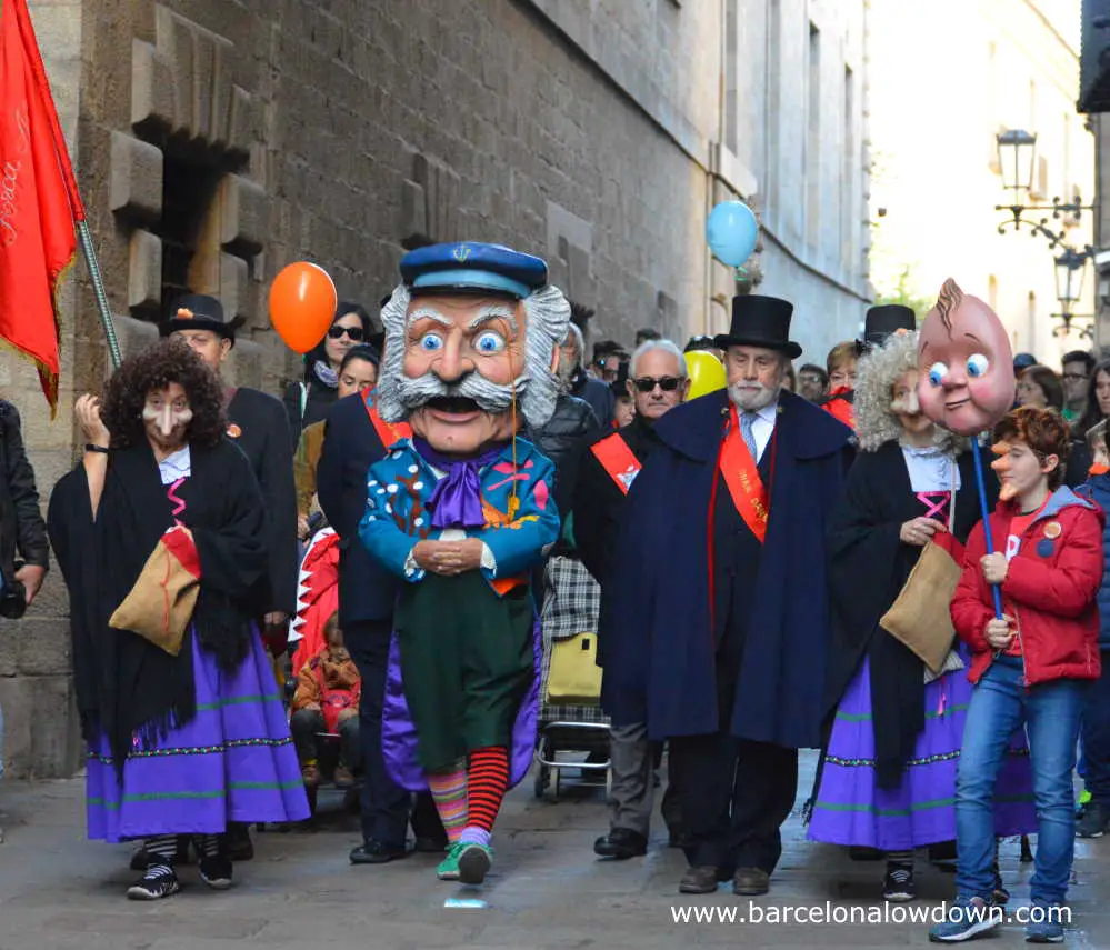 The traditional Nose Man Parade through the narrow streets of Barcelona's Gothic Quarter