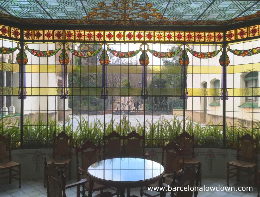 Art nouveau stained glass windows in the Casa Museu Alegre house in Terrassa, Spain